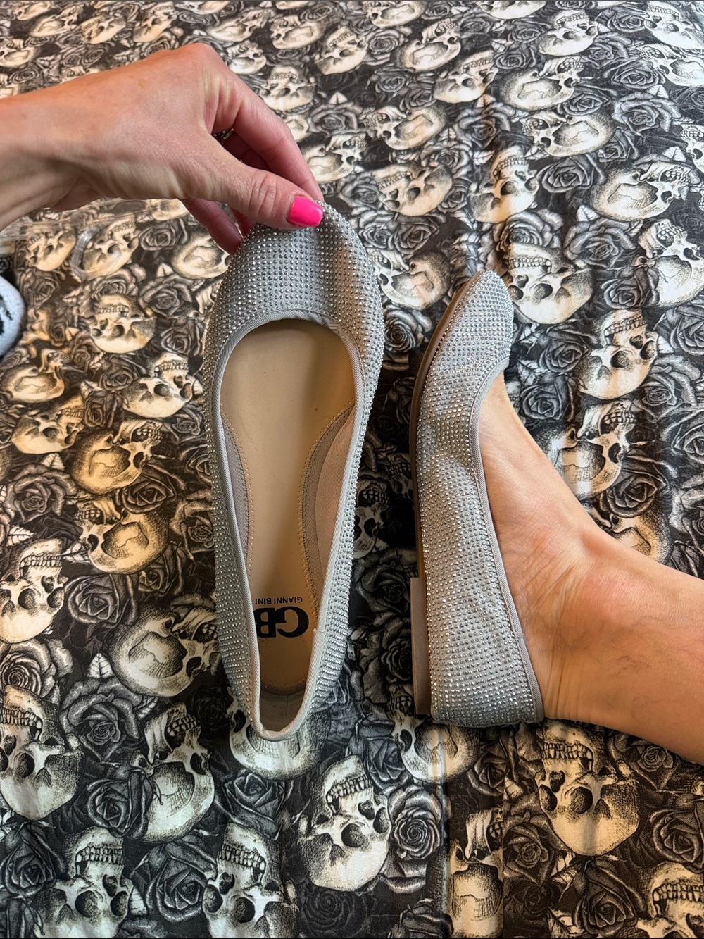 GB Super Sparkling Silver BLING BLING Ballet Flats Sz 8 1/2
